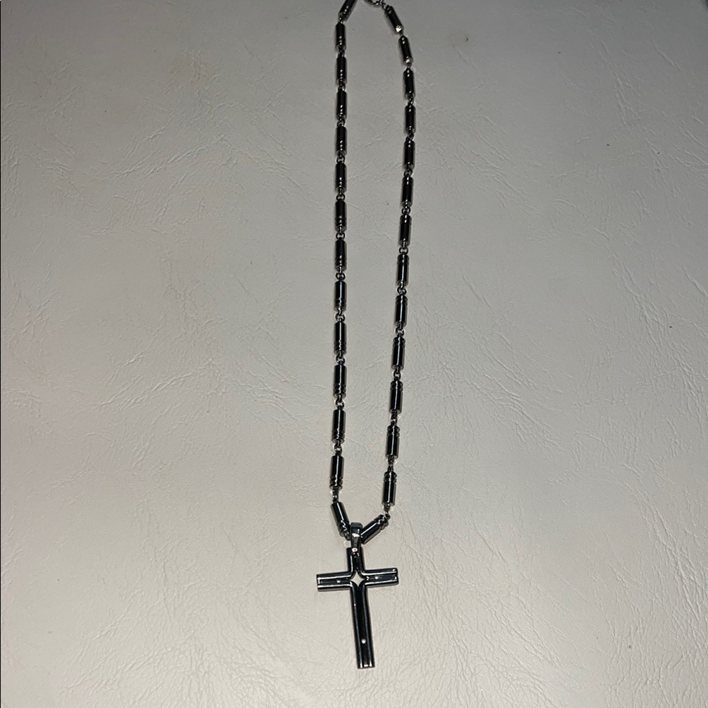Silver Cross Pendant Jewelry Necklace
